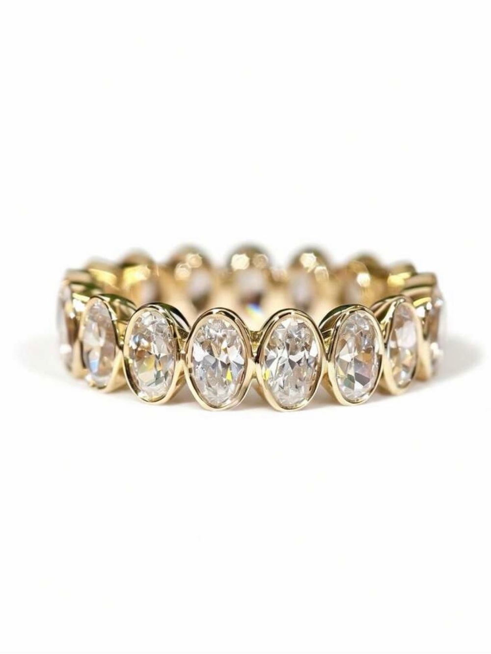 NEW 18k Gold Diamond Ring Band Oval Pave Diamond Ring Stackable